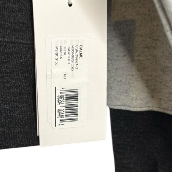 Johnny Was Calme Soft Black Grey Mock Neck Cozy Sweatshirt Size XL NWT - Picture 4 of 12